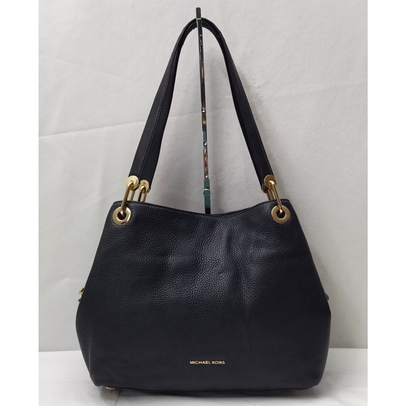 Michael Kors Handbags - Michael Kors Raven Black Leather 3 Compartments Shoulder Bag